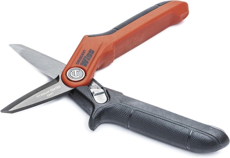Wiss Crescent Wiss 7-1/2" Titanium Coated Tradesman Utility Shears - Industrial Heavy Duty Utility Shears/Scissors for Cutting Leather, Wire, Cardboard - CW7T - Image 2